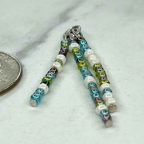 Triple Strand Colorful Beaded Upcycled Pendant - Picture 3 of 5